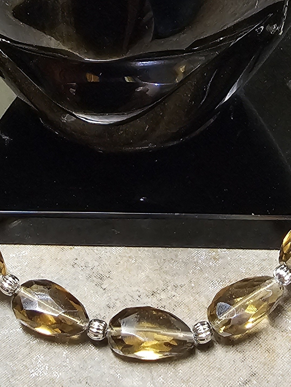 Deadstock Y2K Ooak Smoky Quartz Faceted Glass Bead Bracelet - Classic Style
